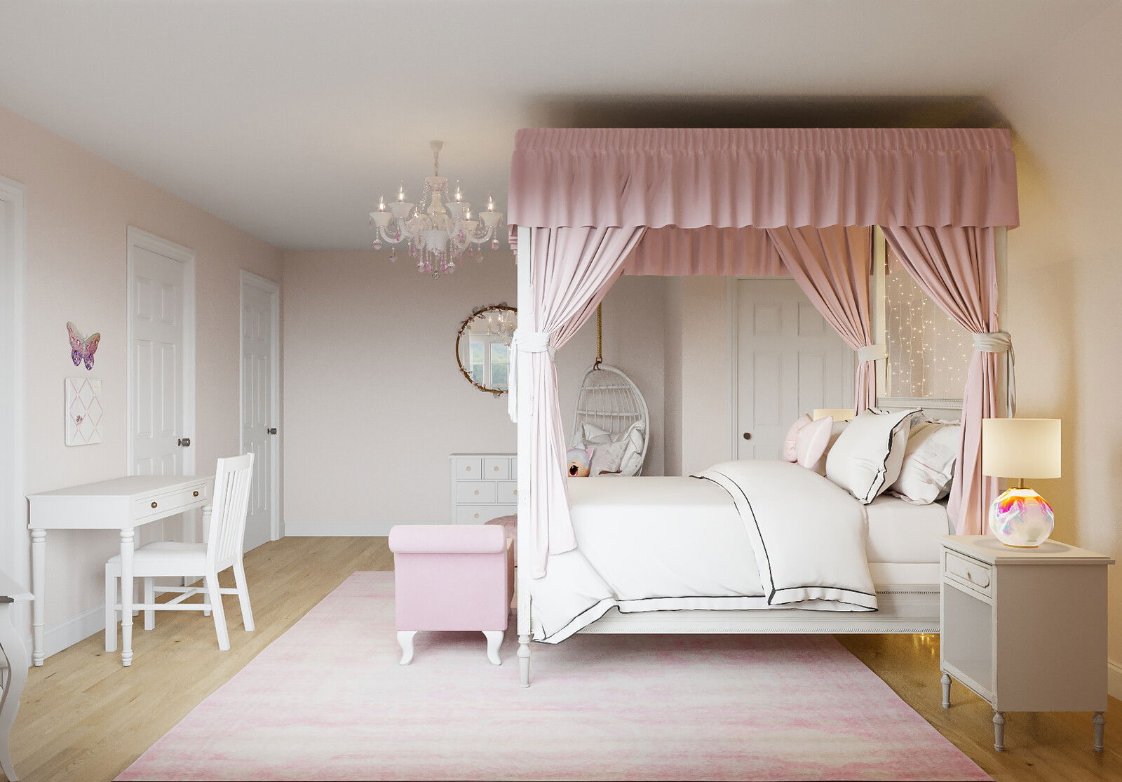 Soft and Delicate Feminine Bedroom Design