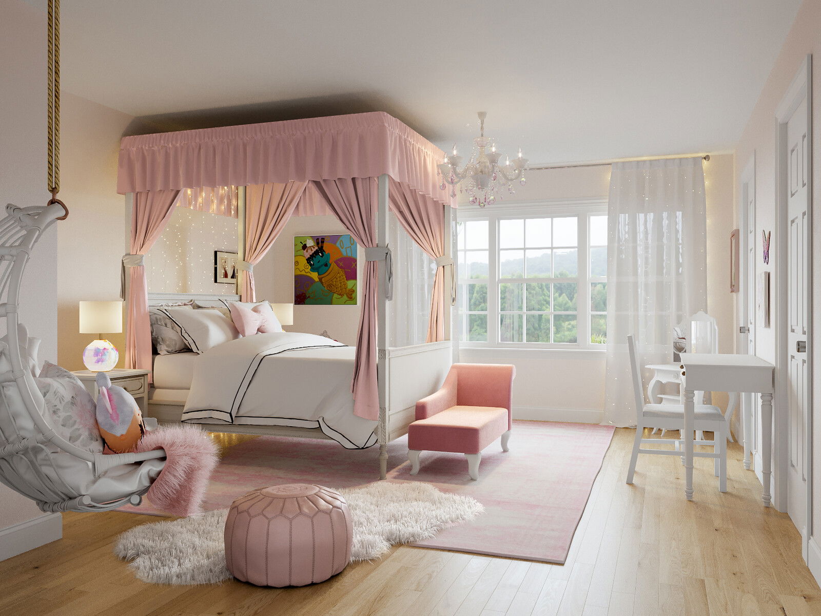 Soft and Delicate Feminine Bedroom Design