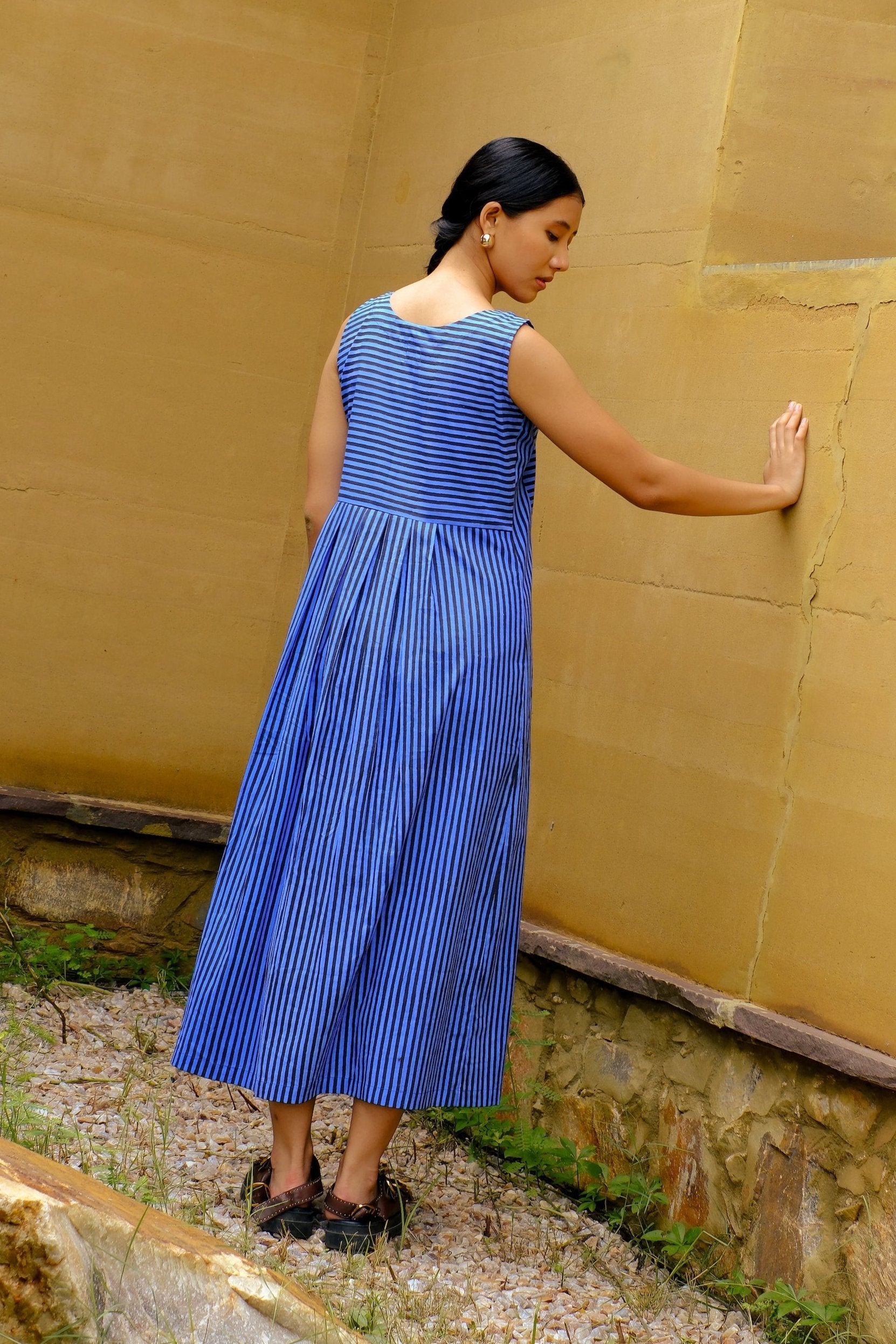 blue & black stripes summer dress 