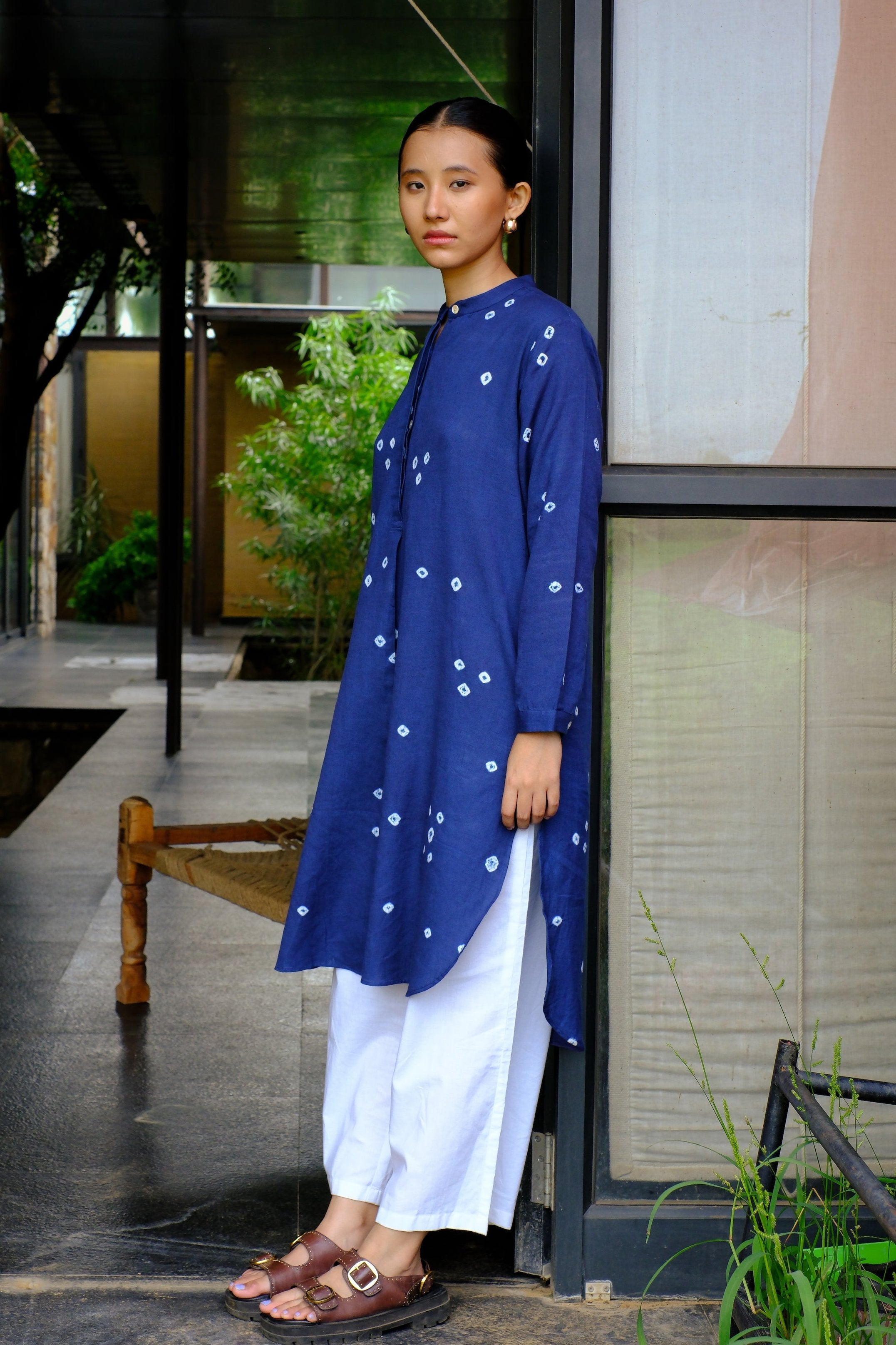 cotton linen indigo kurta 