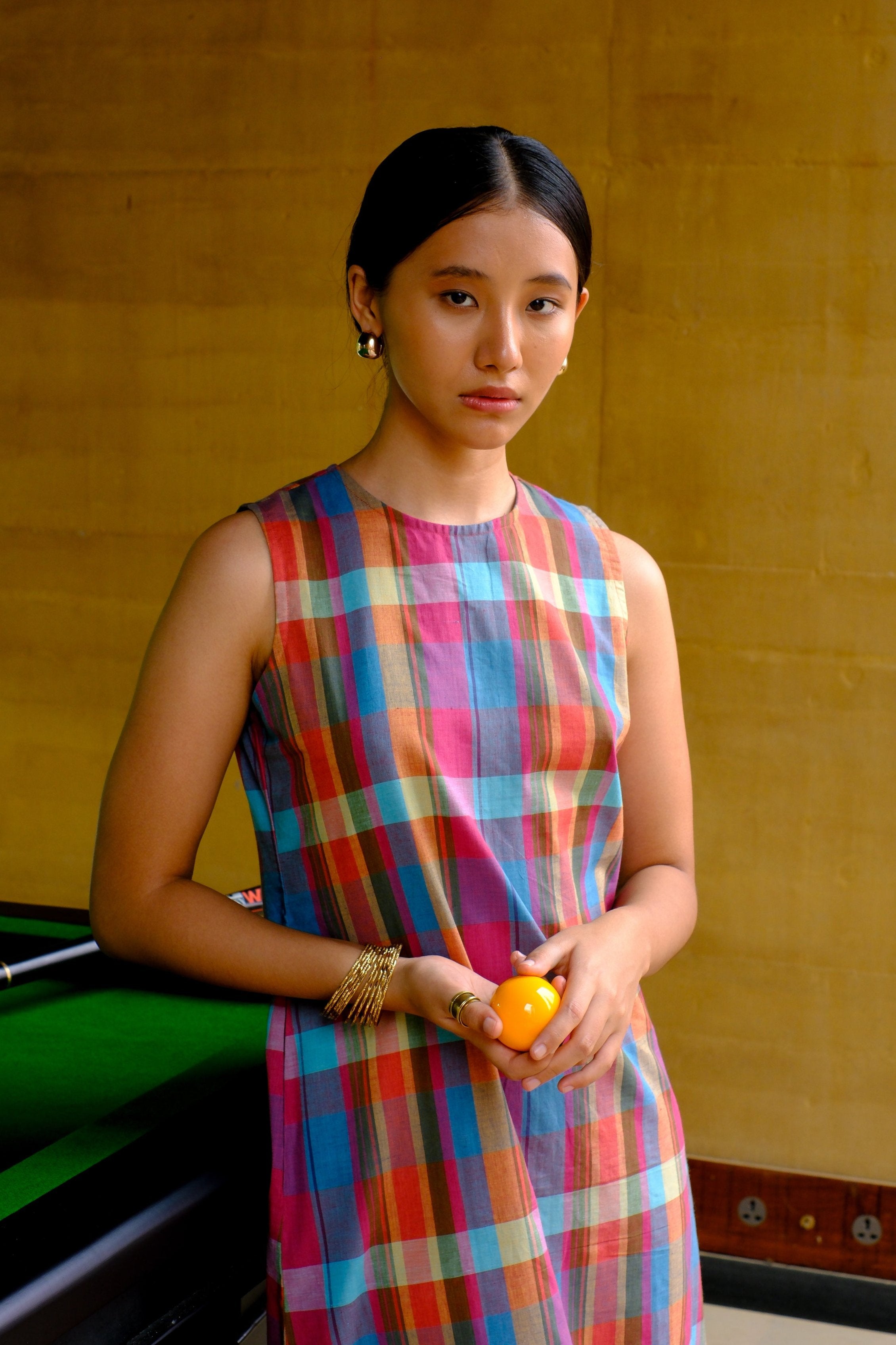 cotton multicolour madras checks dress