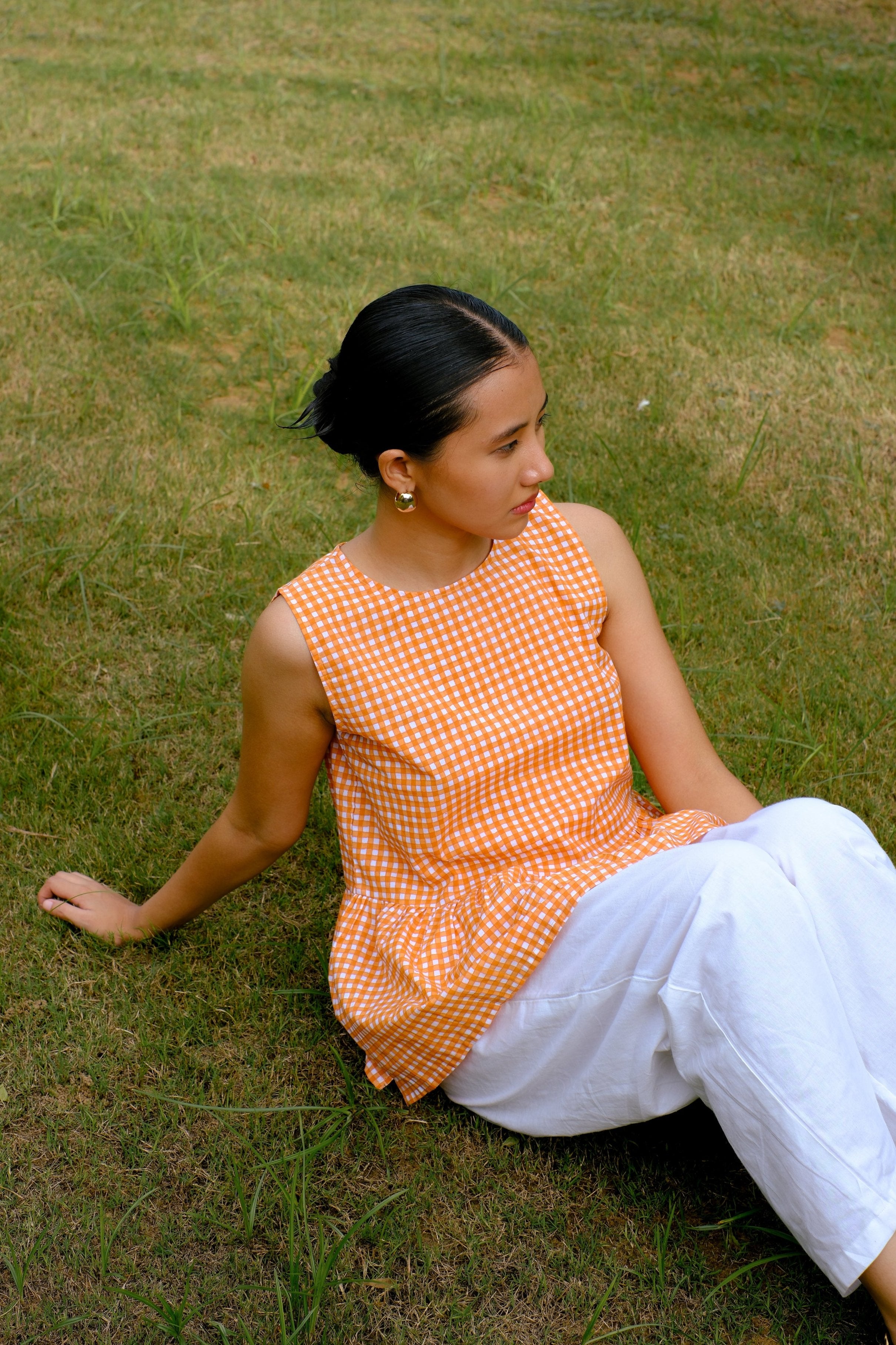 orange summer sleeveless top