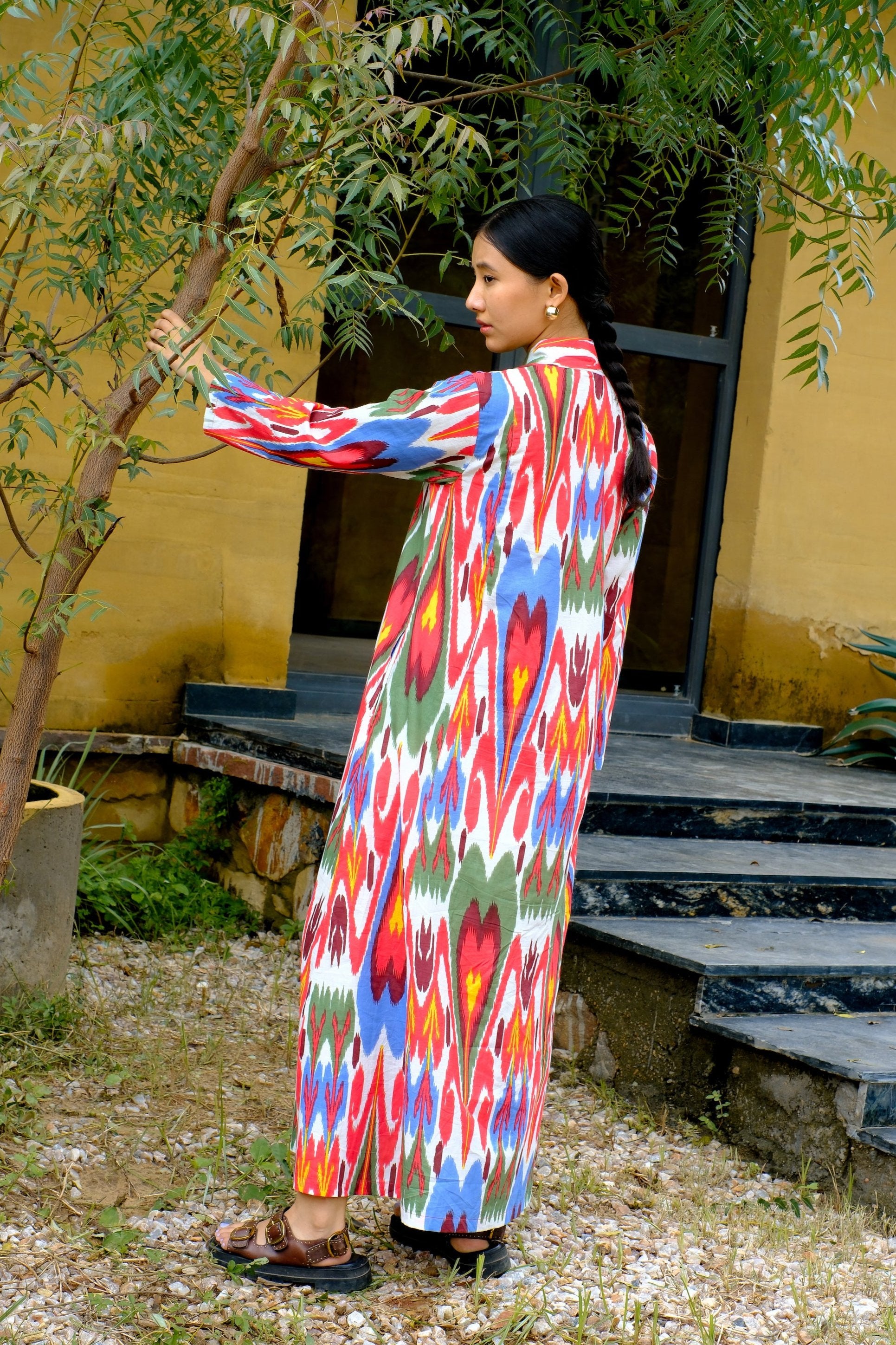 relaxed fit cotton ikat dress 