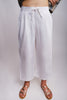 comfortable white cotton straight fit pants with elasticated waistband