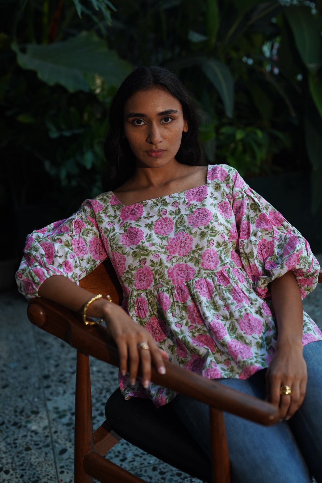 Floral cottage core cotton top 